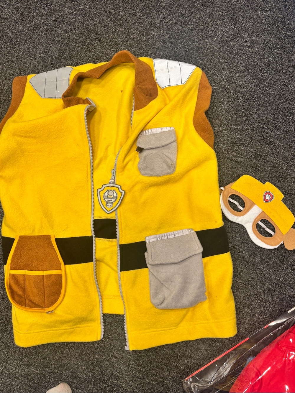 Paw Patrol Rubble Yellow Vest and Mask Set with Tan Accents